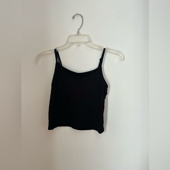 American Eagle black ribbed spaghetti strap cropped tank size S - Picture 6 of 9